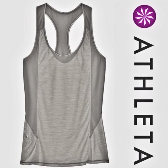 Athleta Mesh Panel Sides Racerback Tank in Heather Grey Size XXS - Picture 1 of 10